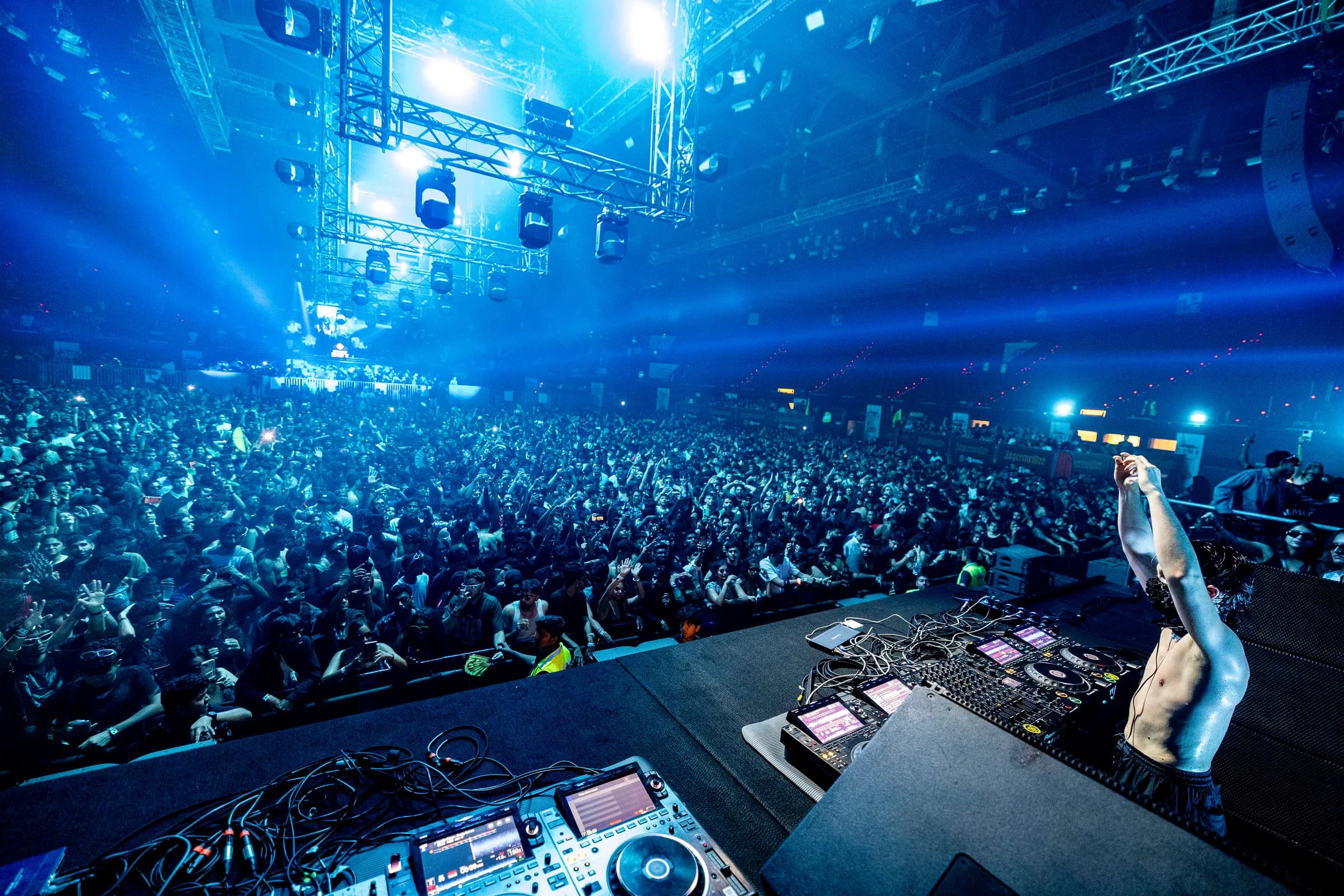 Circus Festival arena immersed in blue light