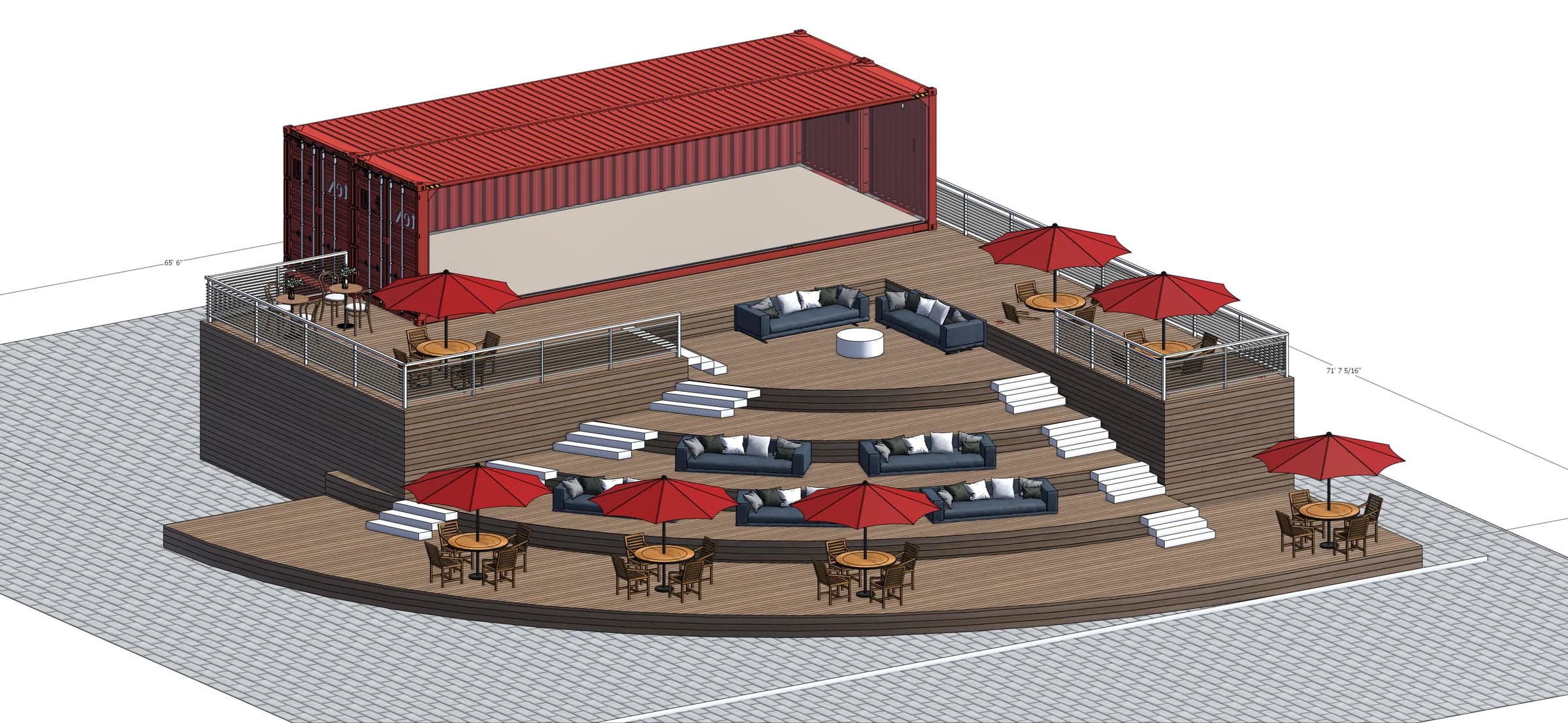Wide concept visualisation of the proposed container cafe