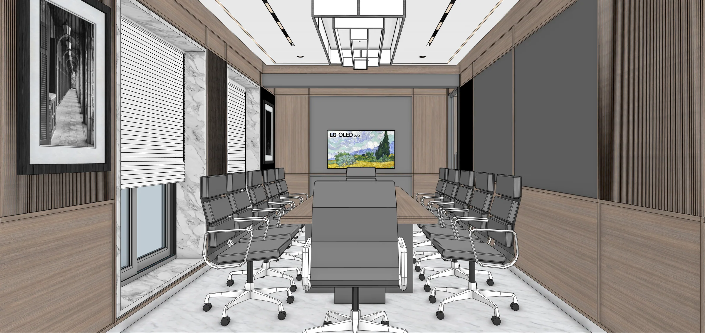 Boardroom interior design visualisation for the Law Firm project at Nariman Point