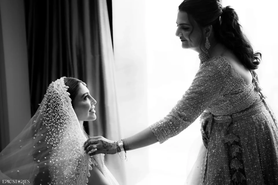 A quiet moment of care during bridal preparation